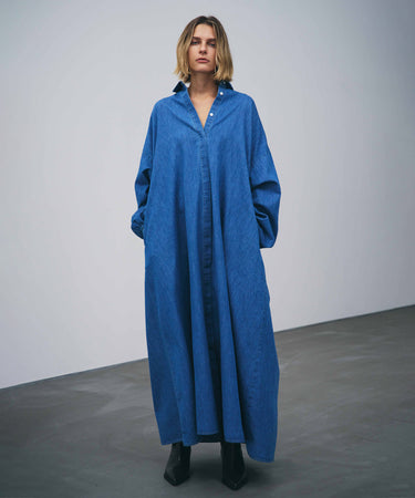 デニムロングシャツワンピース